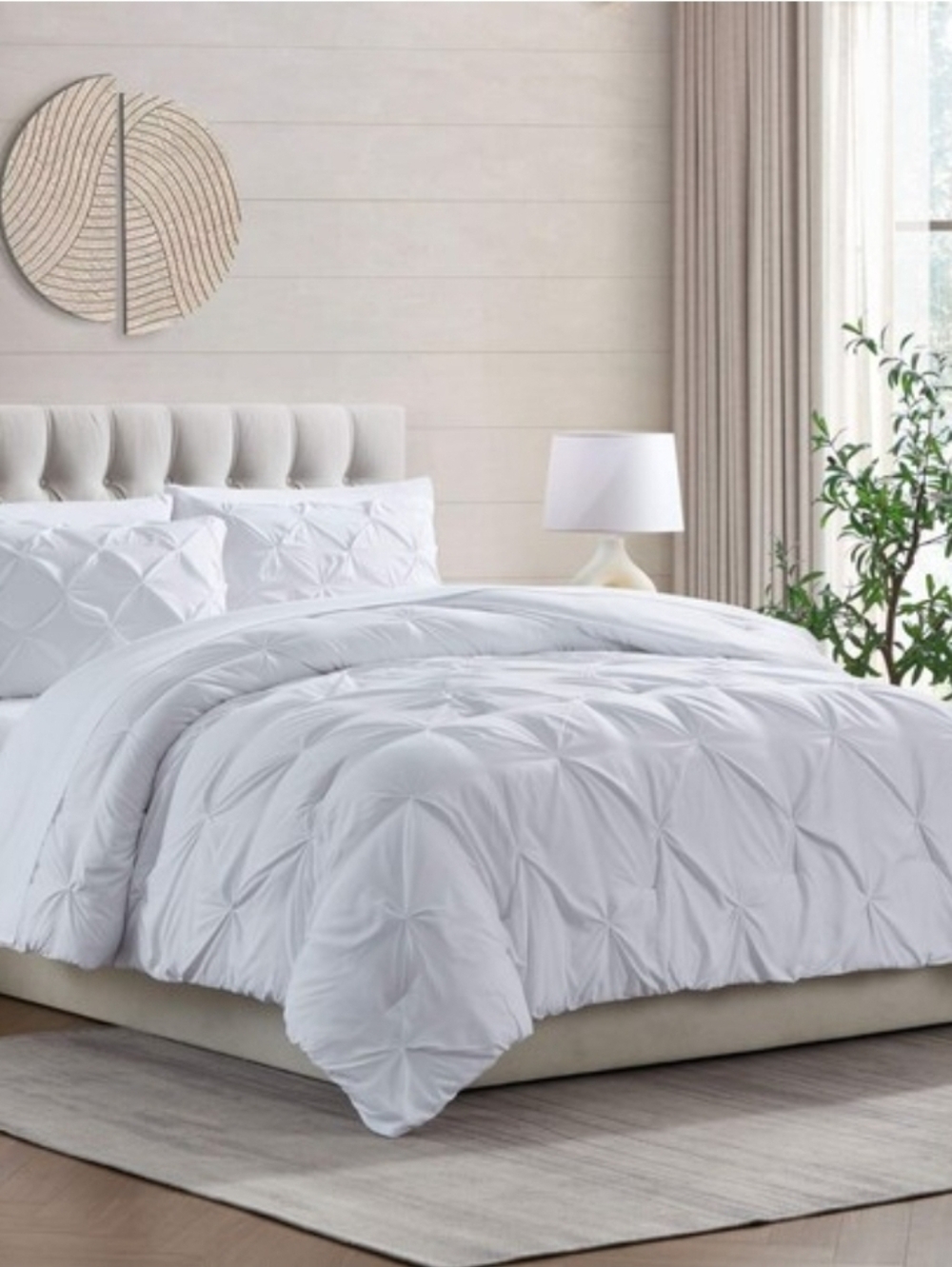 3 Piece King Pintuck Comforter Set Ultra Plush Swift Home In White